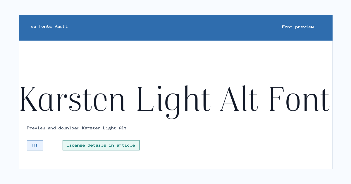 Karsten Light Alt font preview showing the family name