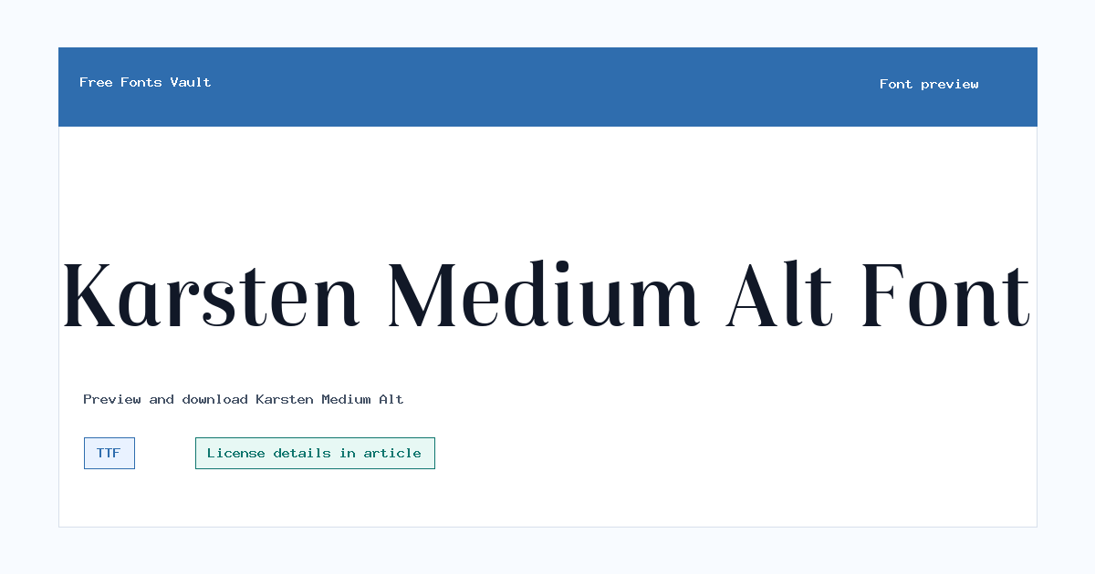 Karsten Medium Alt font preview showing the family name