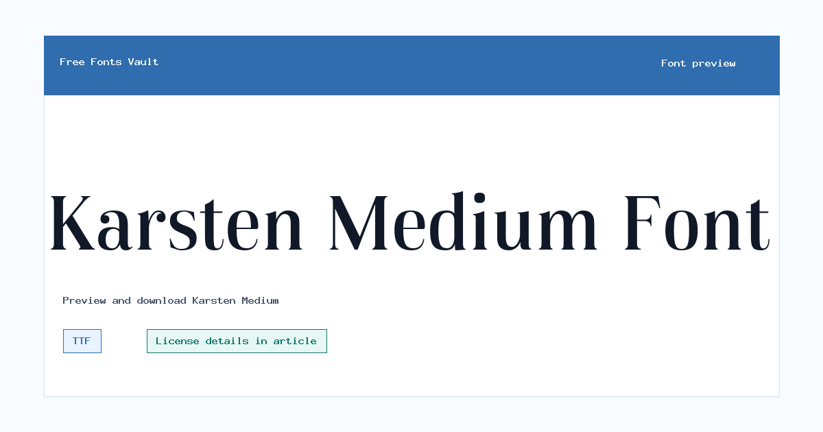 Karsten Medium font preview showing the family name