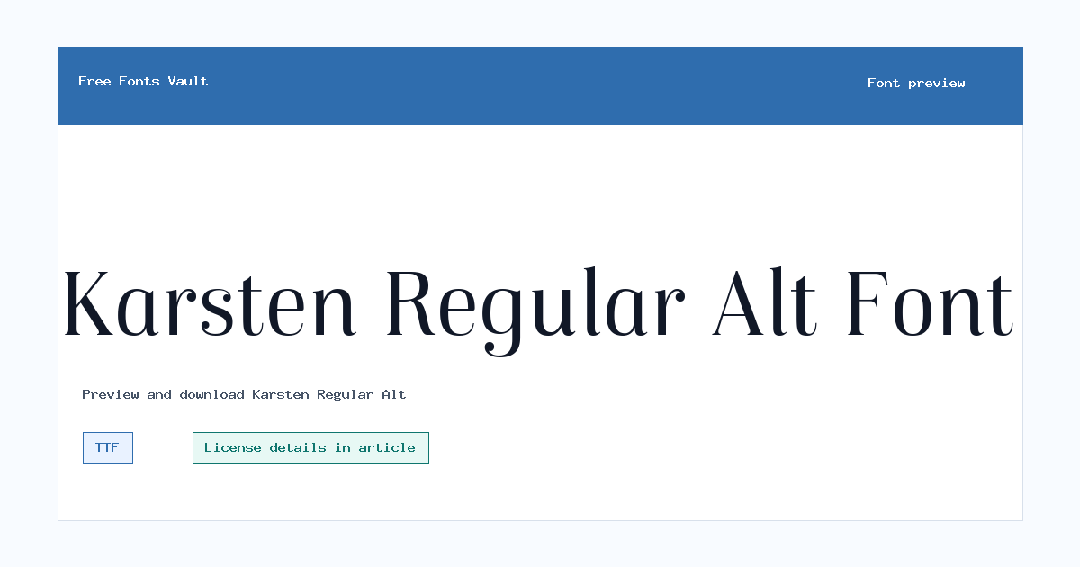 Karsten Regular Alt font preview showing the family name