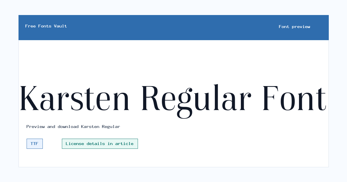 Karsten Regular font preview showing the family name