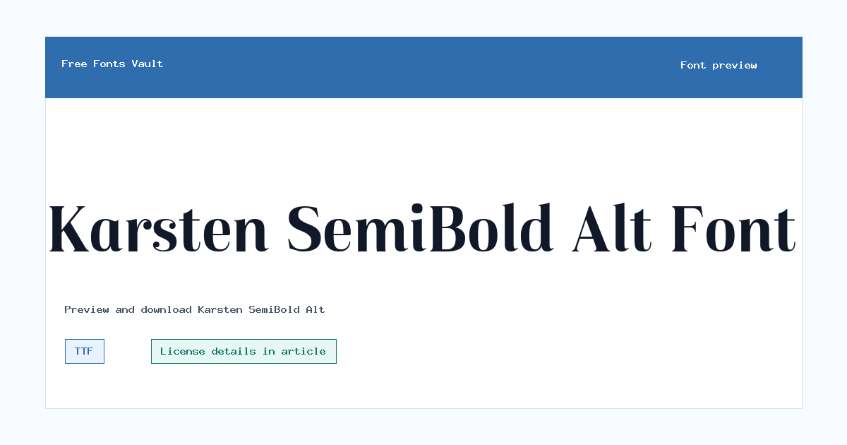 Karsten SemiBold Alt font preview showing the family name