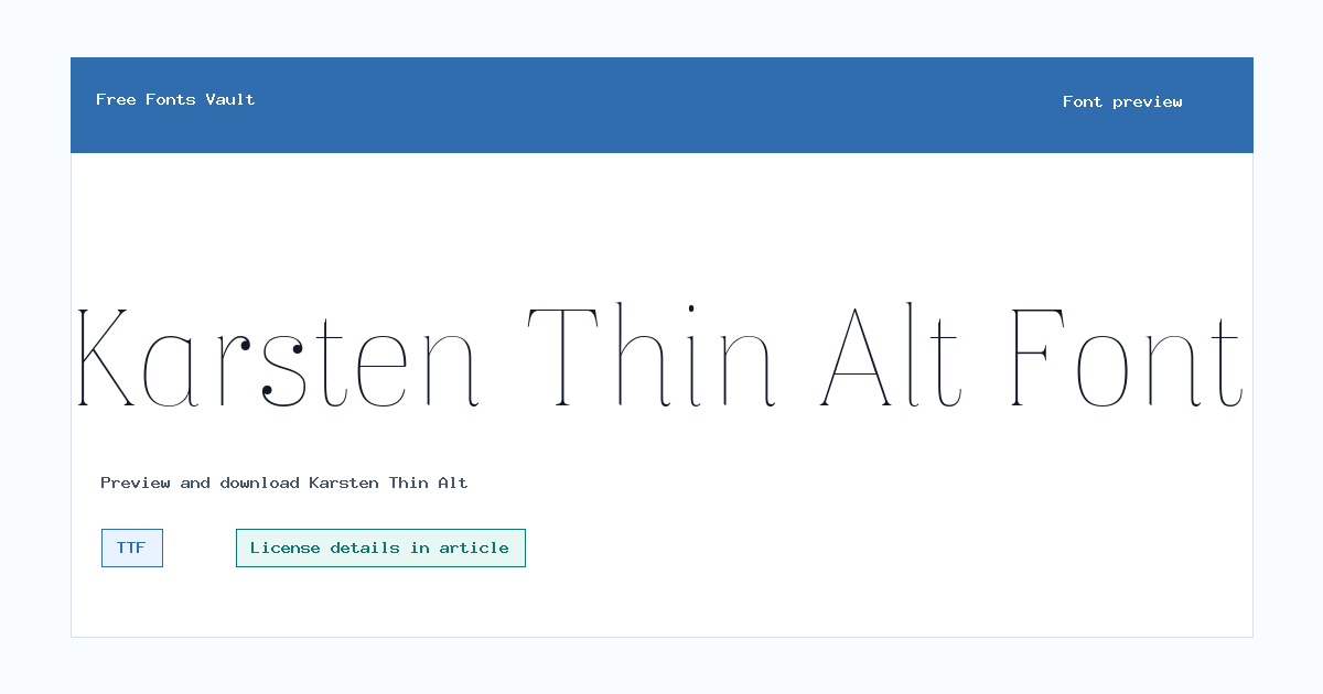 Karsten Thin Alt font preview showing the family name