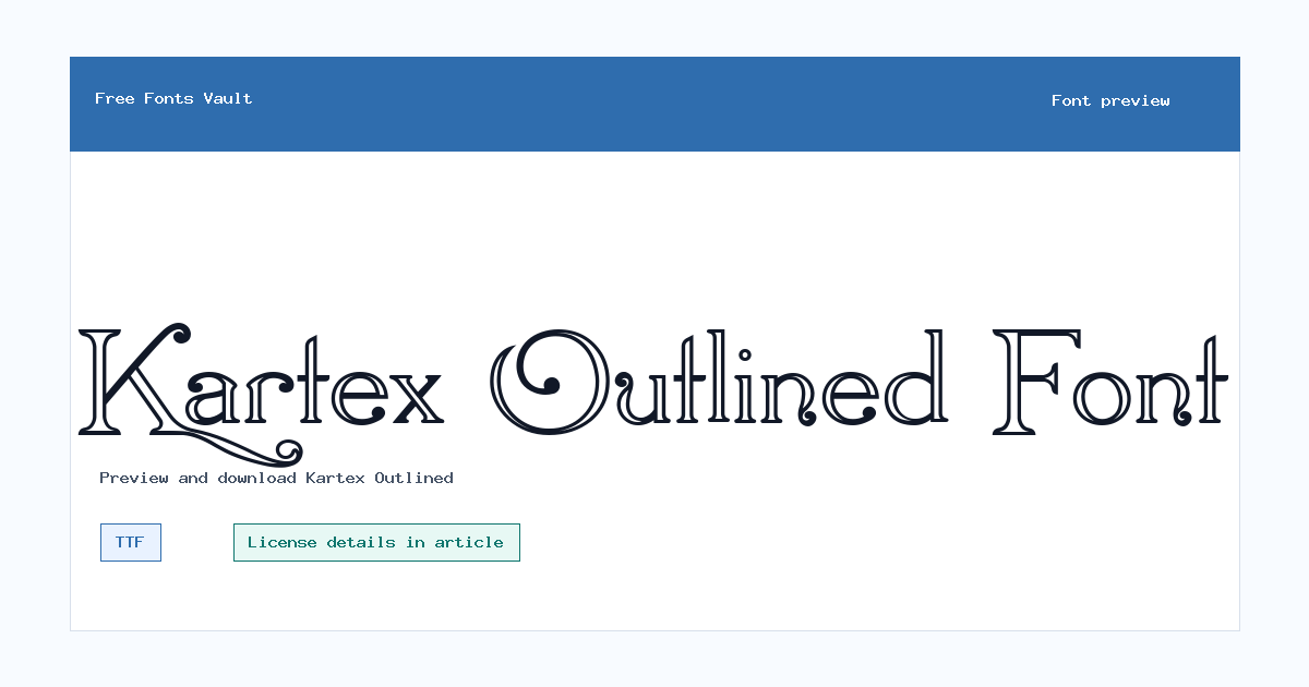 Kartex Outlined font preview showing the family name