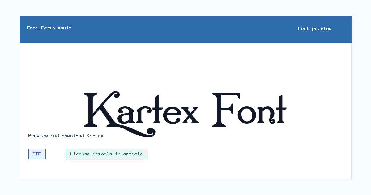 Kartex font preview showing the family name