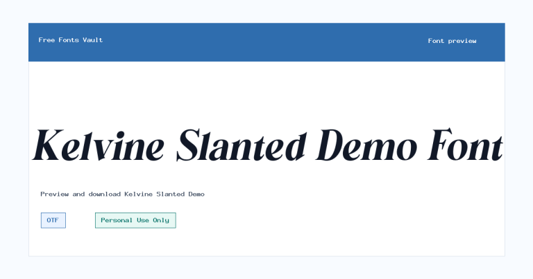Kelvine Slanted Demo font preview