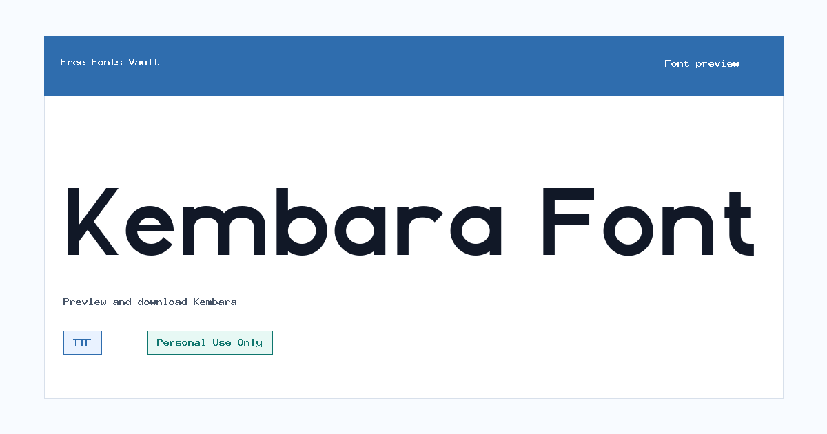 Kembara font preview showing the family name