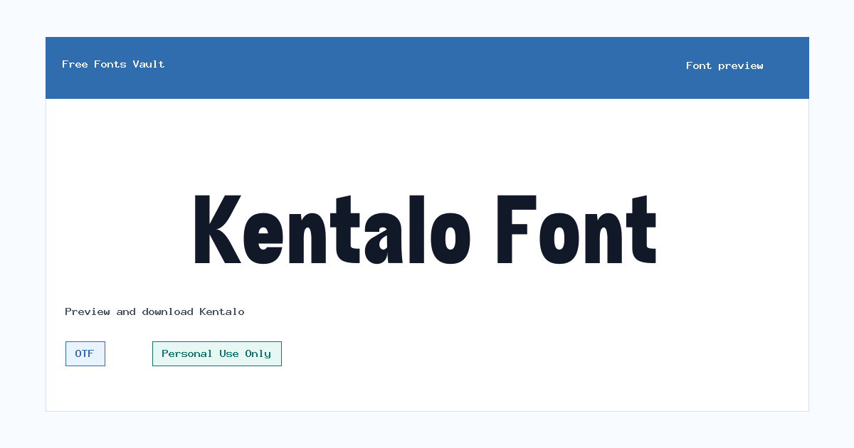 Kentalo font preview showing the family name