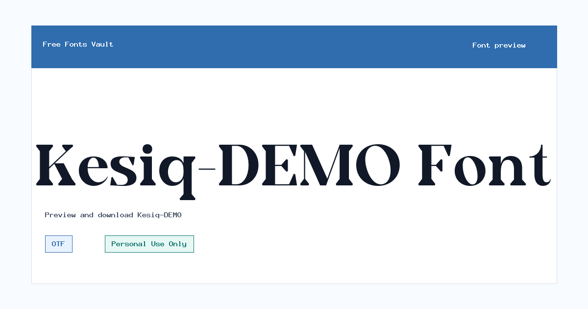 Kesiq-DEMO font preview showing the family name