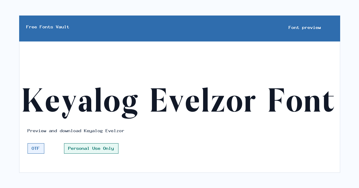 Keyalog Evelzor font preview showing the family name