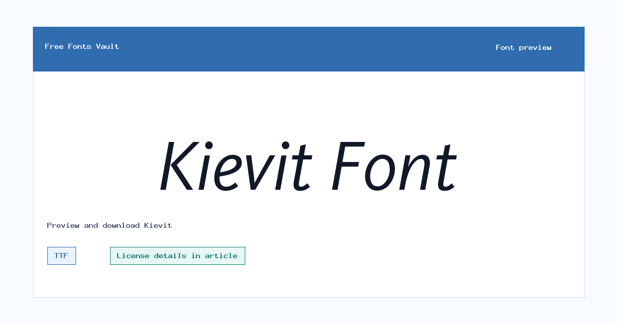 Kievit font preview showing the family name