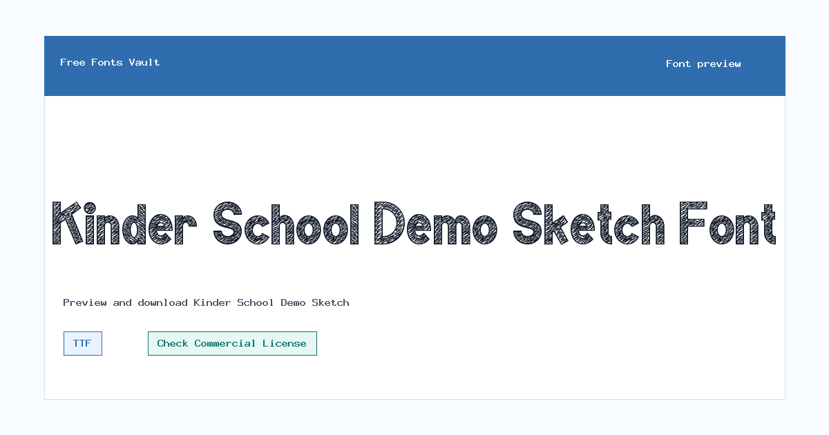 Kinder School Demo Sketch font preview showing the family name