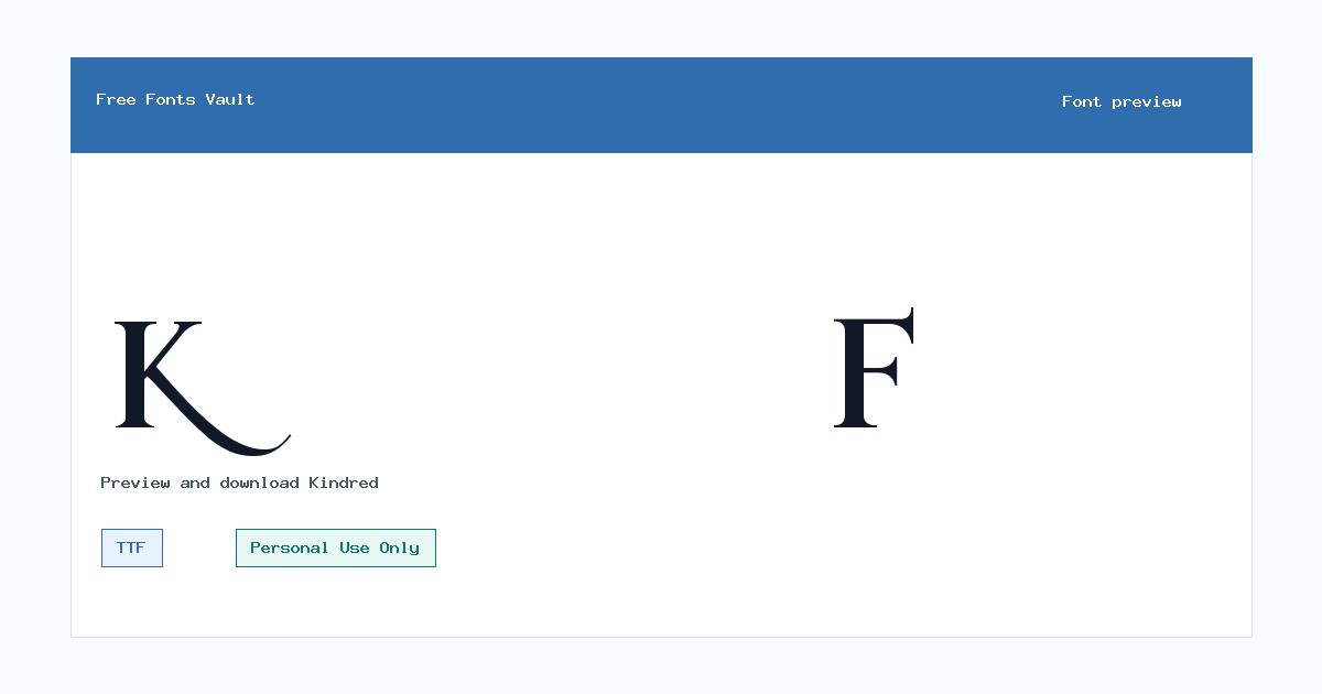 Kindred font preview showing the family name