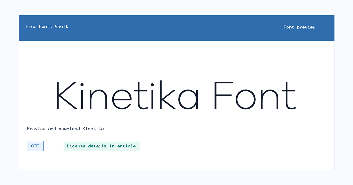 Kinetika font preview showing the family name