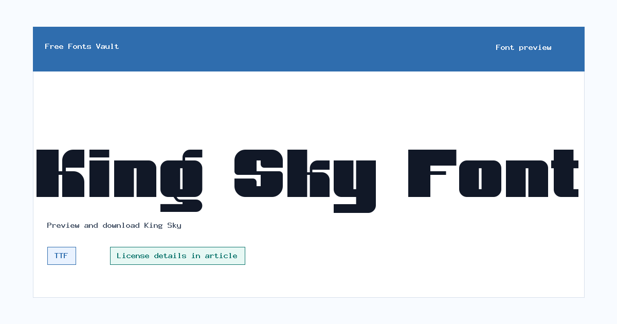 King Sky font preview showing the family name