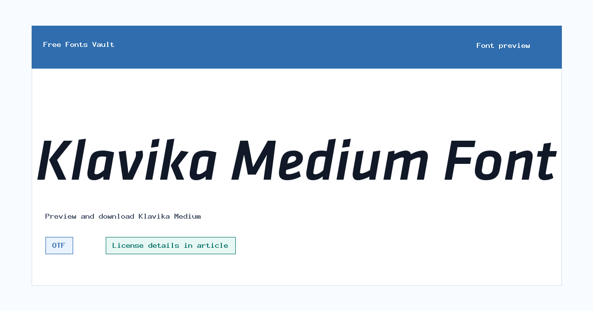 Klavika Medium font preview showing the family name