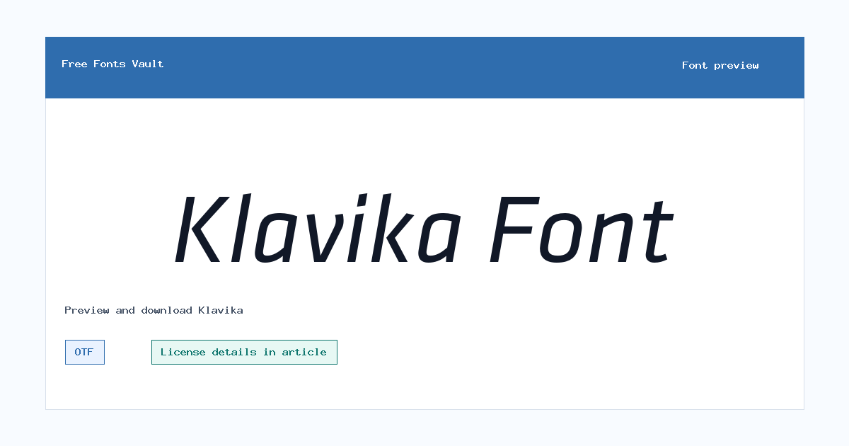 Klavika font preview showing the family name
