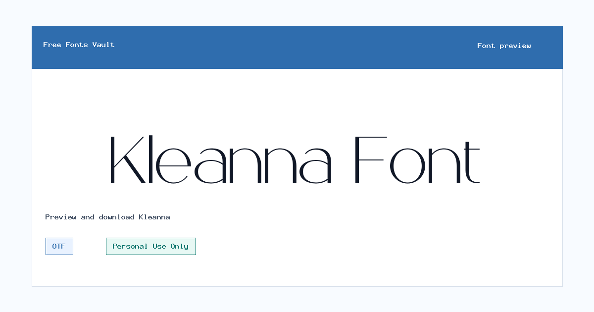 Kleanna font preview showing the family name