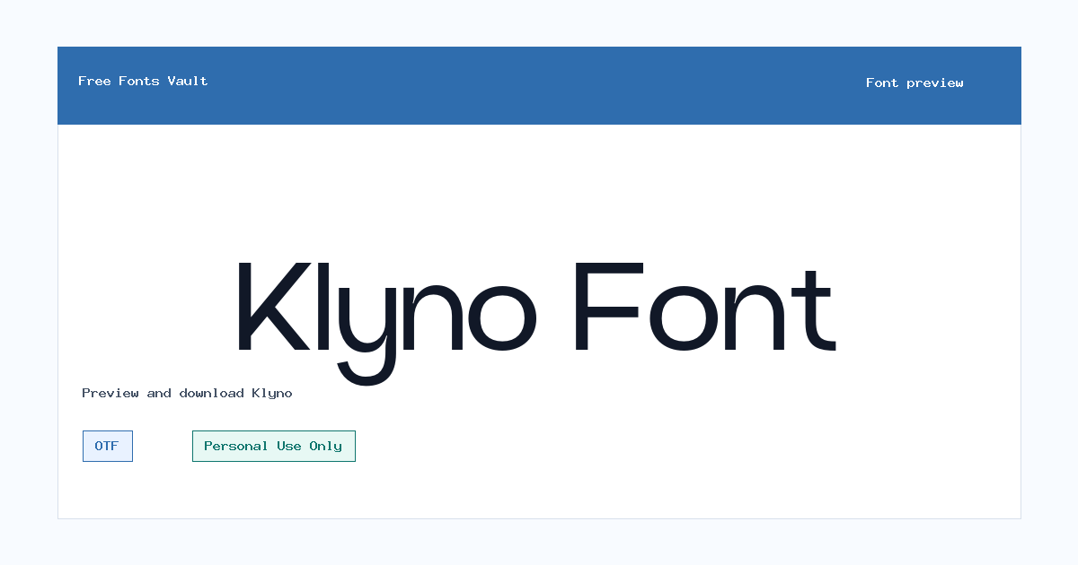 Klyno font preview showing the family name