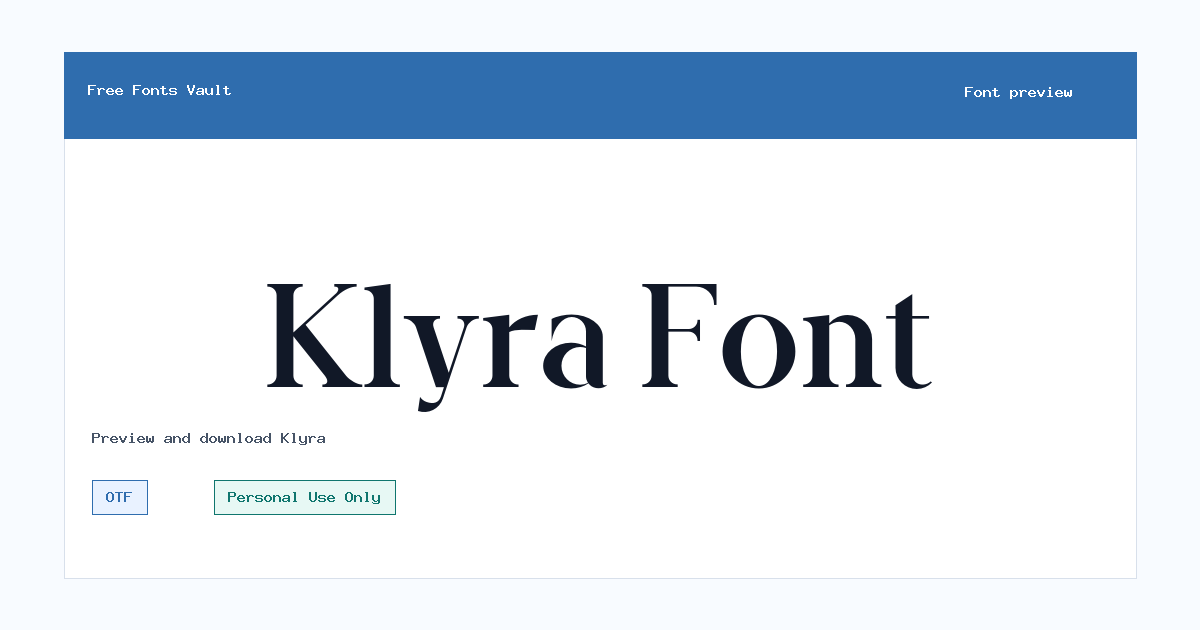 Klyra font preview showing the family name