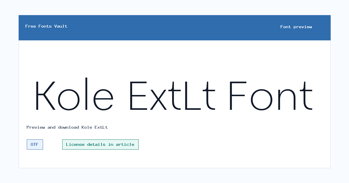 Kole ExtLt font preview showing the family name