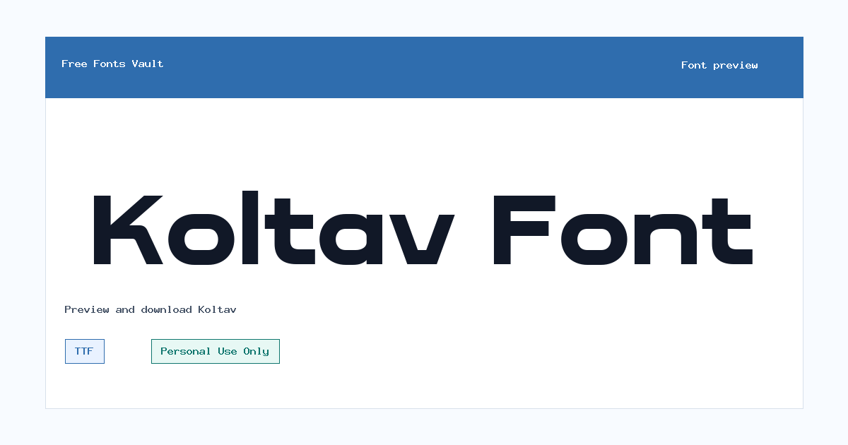 Koltav font preview showing the family name