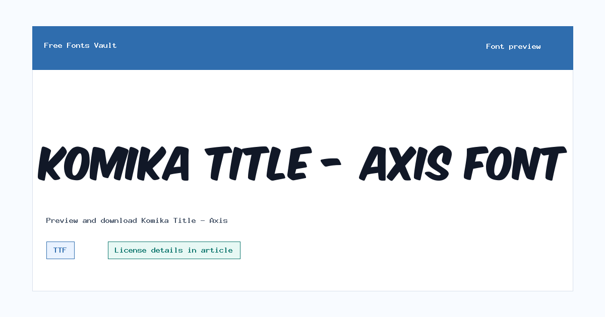 Komika Title - Axis font preview showing the family name