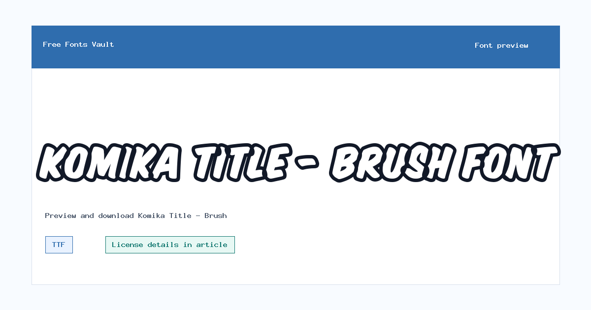 Komika Title - Brush font preview showing the family name