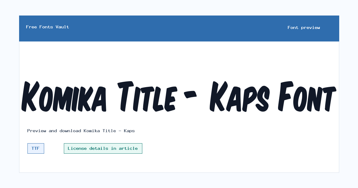 Komika Title - Kaps font preview showing the family name