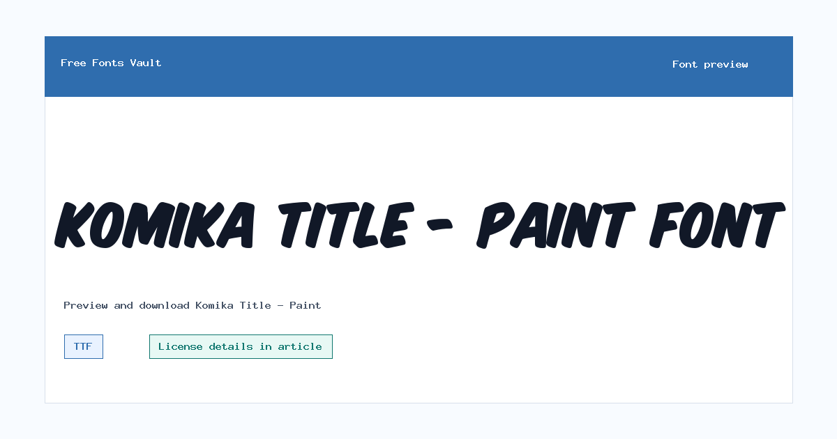 Komika Title - Paint font preview showing the family name