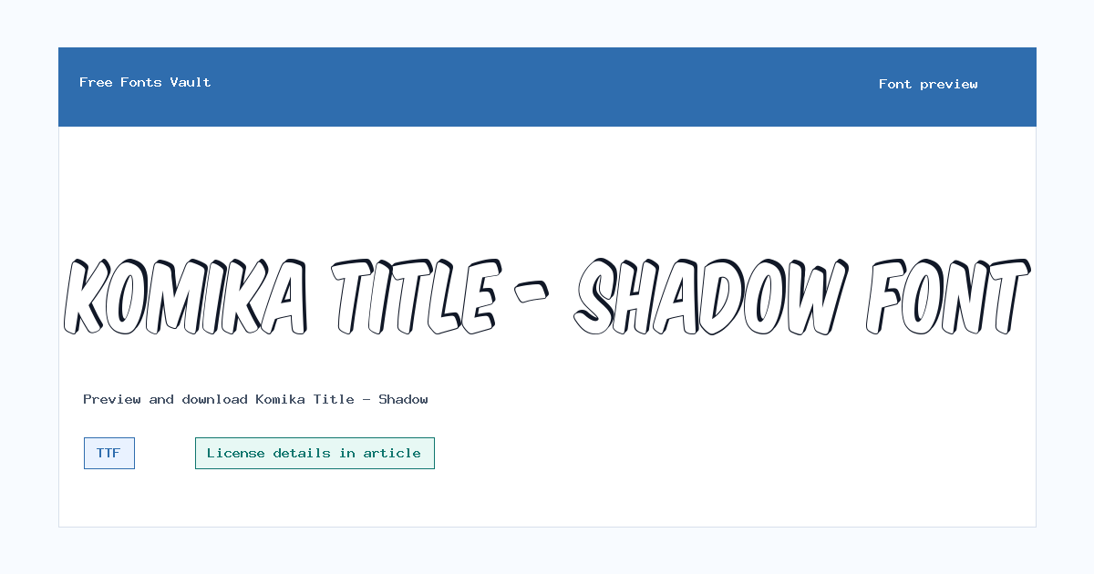 Komika Title - Shadow font preview showing the family name