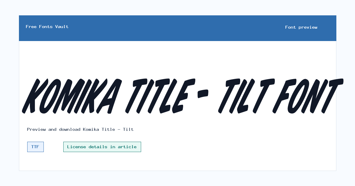 Komika Title - Tilt font preview showing the family name