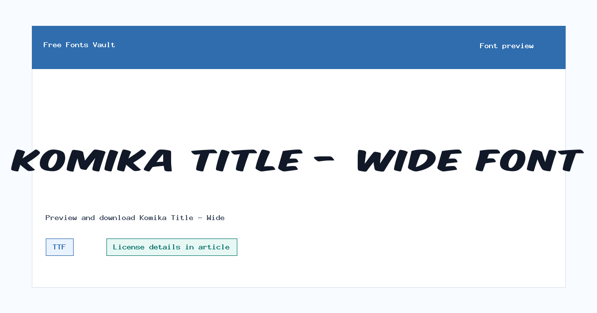 Komika Title - Wide font preview showing the family name