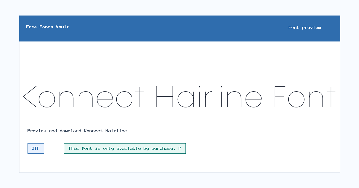 Konnect Hairline font preview showing the family name