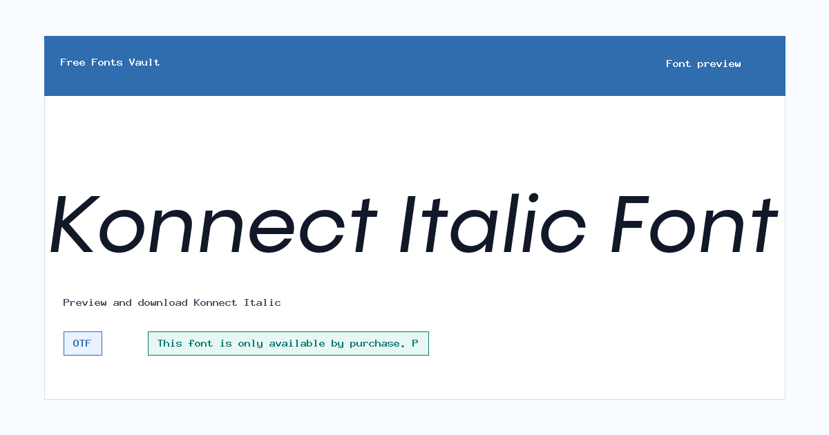 Konnect Italic font preview showing the family name