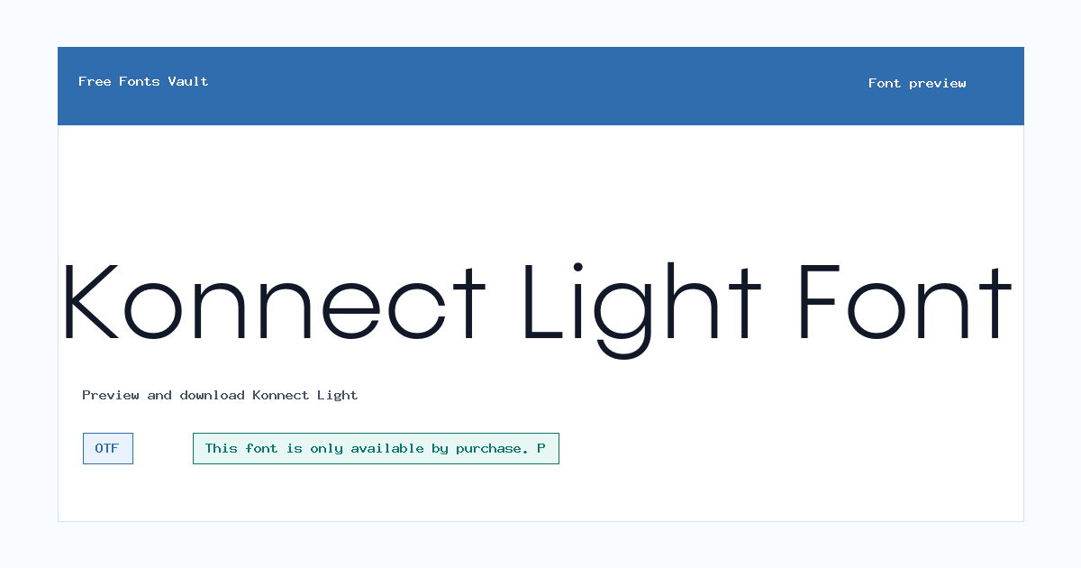Konnect Light font preview showing the family name
