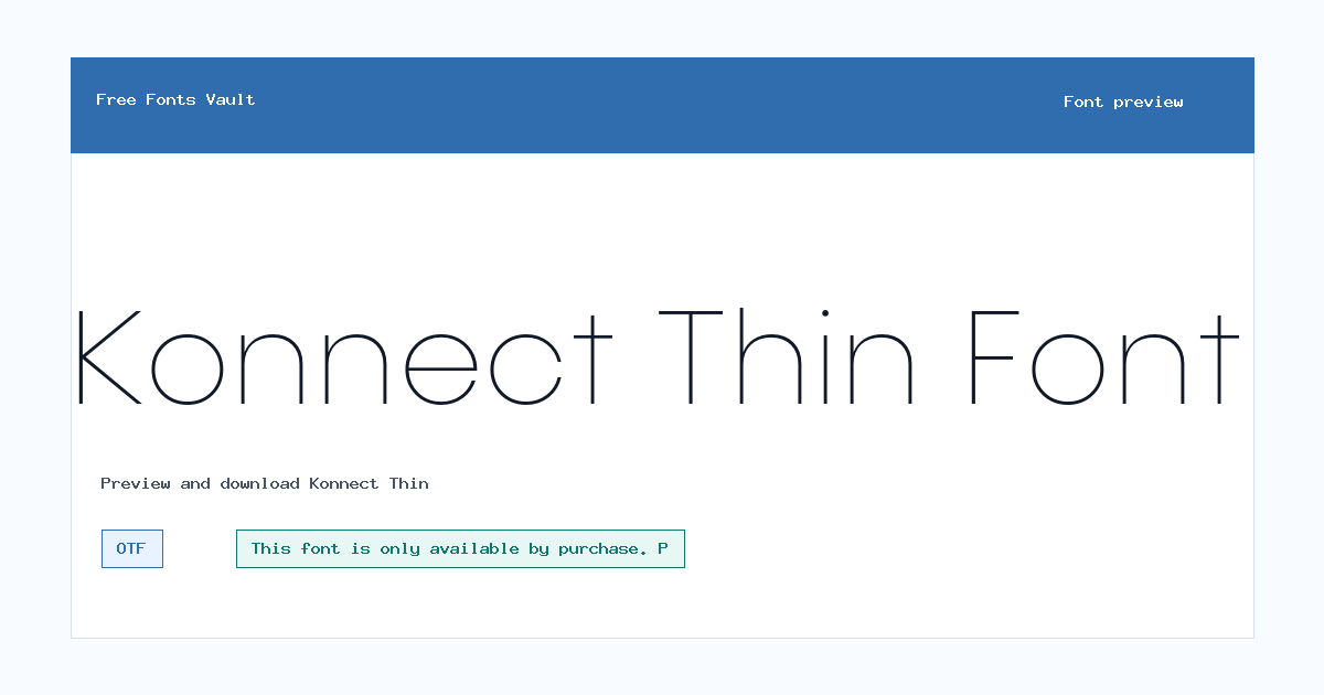 Konnect Thin font preview showing the family name