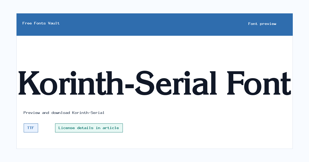 Korinth-Serial font preview showing the family name