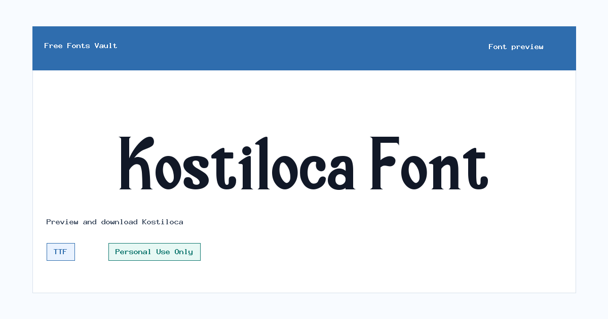 Kostiloca font preview showing the family name