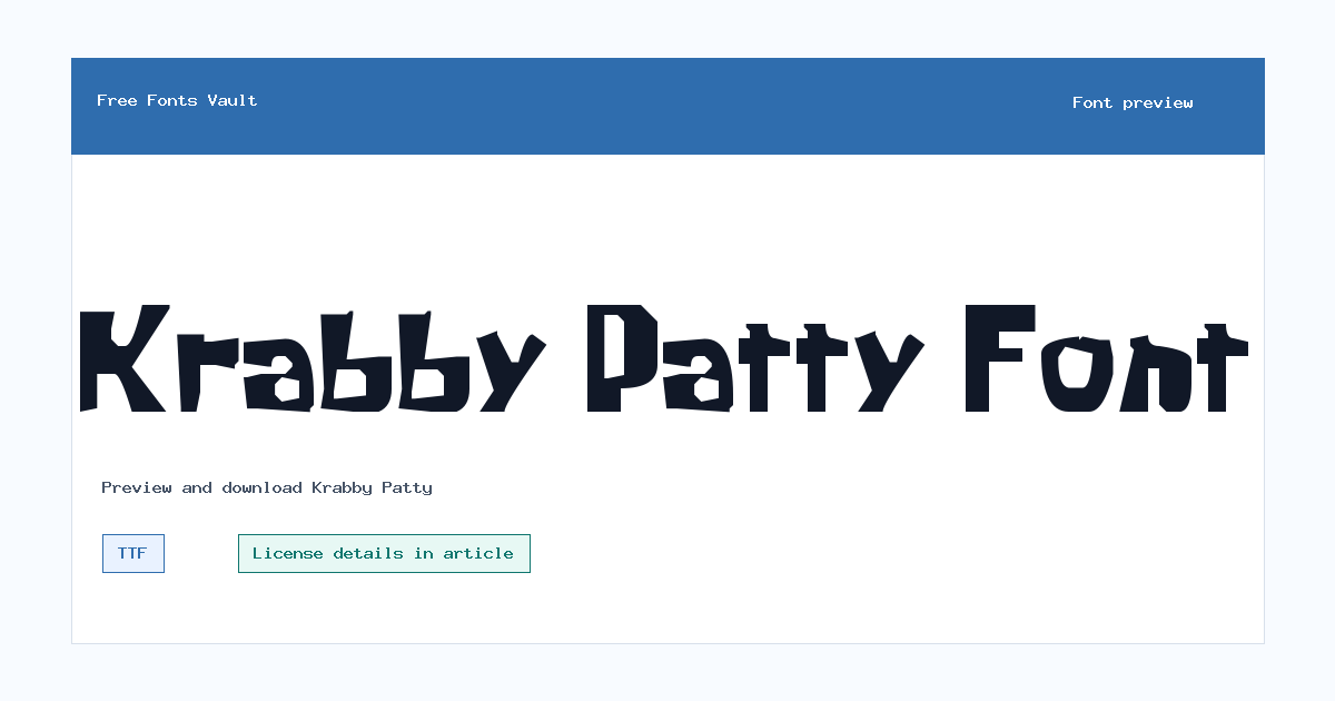 Krabby Patty font preview showing the family name