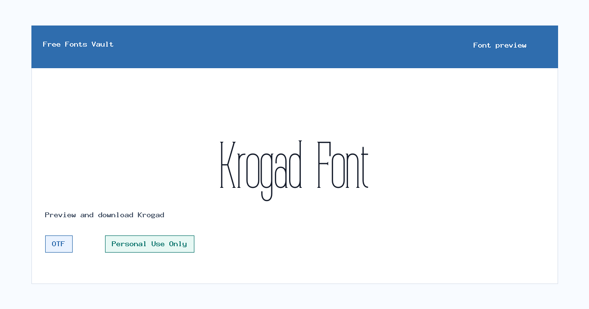 Krogad font preview showing the family name