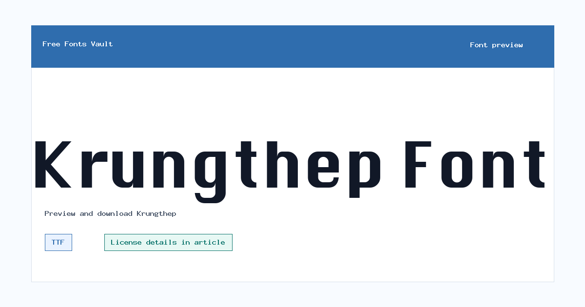 Krungthep font preview showing the family name