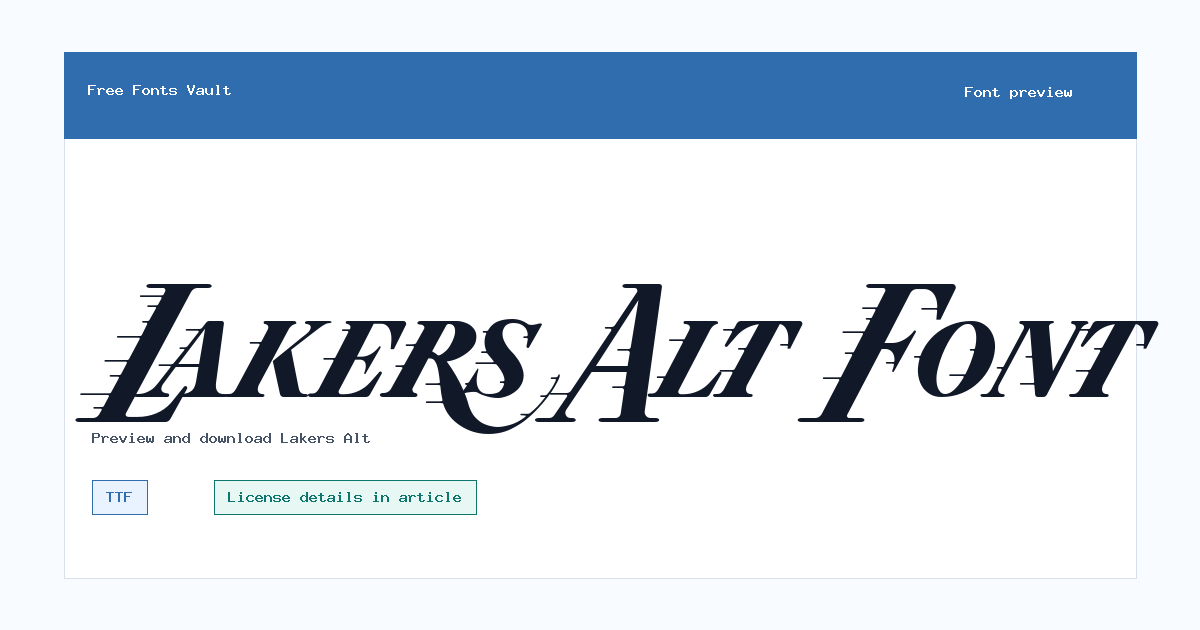 Lakers Alt font preview showing the family name