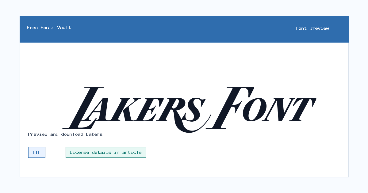 Lakers font preview showing the family name