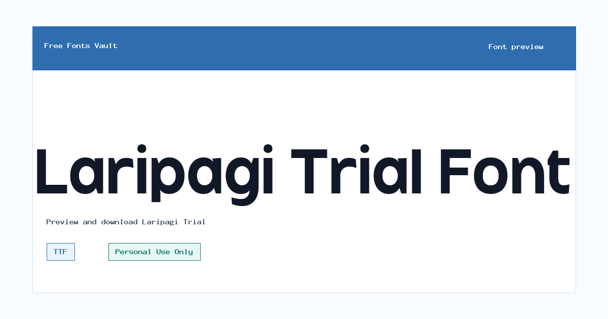 Laripagi Trial font preview showing the family name