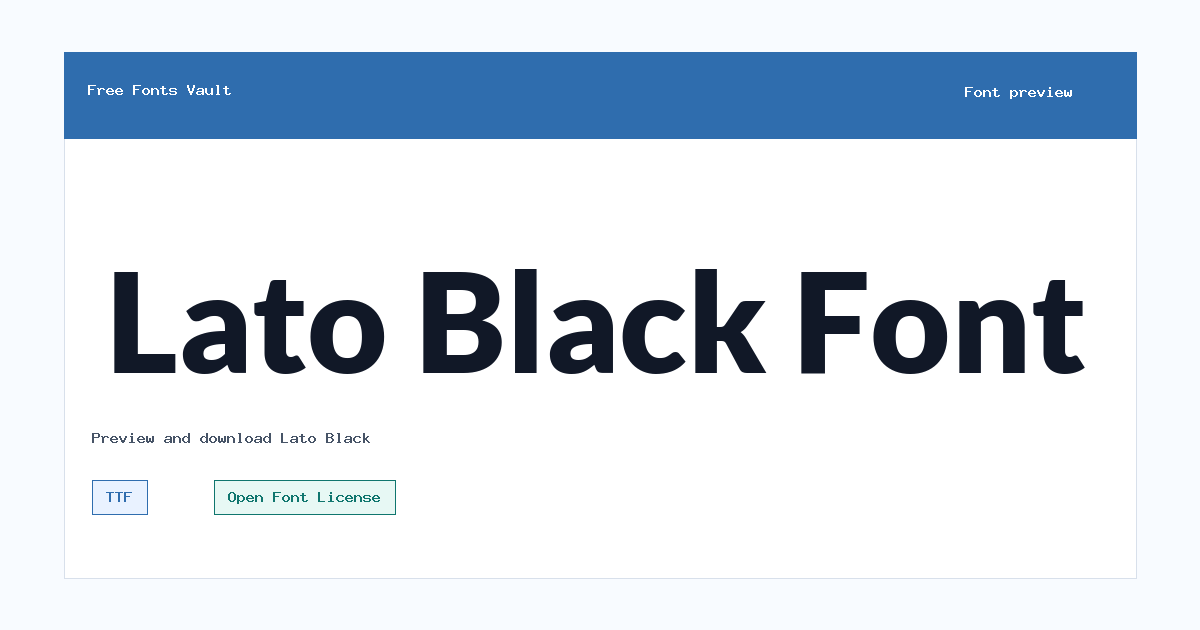 Lato Black font preview showing the family name