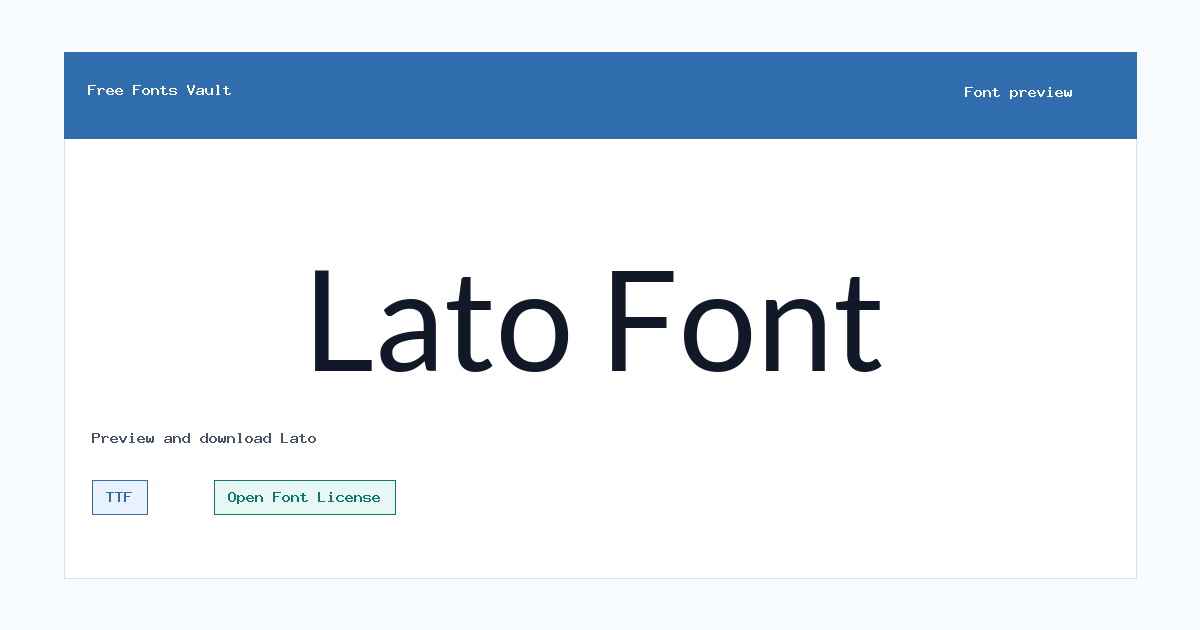 Lato font preview showing the family name