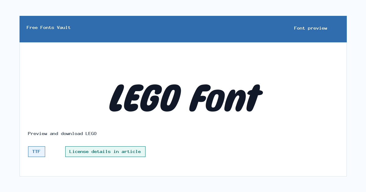 LEGO font preview showing the family name