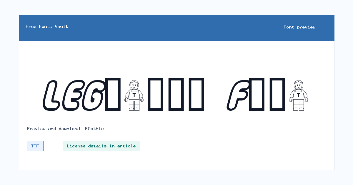 LEGothic font preview showing the family name