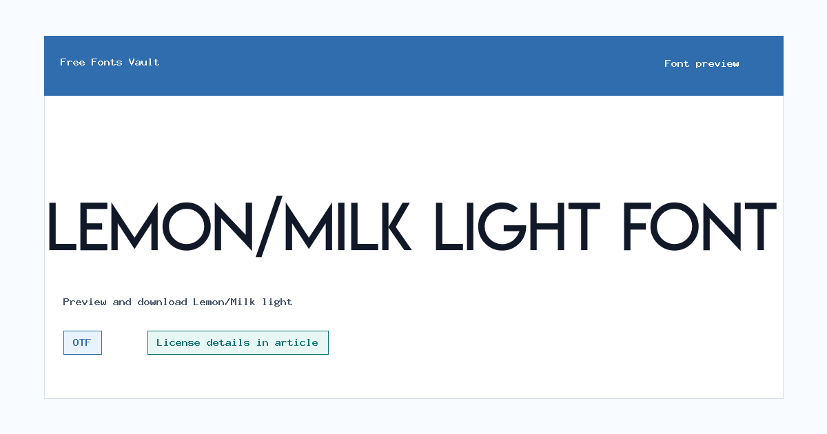 Lemon/Milk light font preview showing the family name